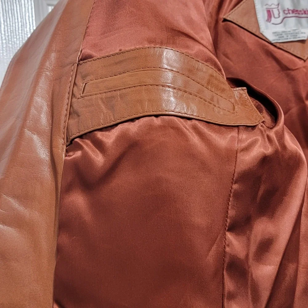 VTG New‎ CHESS KING 70's Leather Blazer Jacket Brown Hipster Fight Club Men's 36